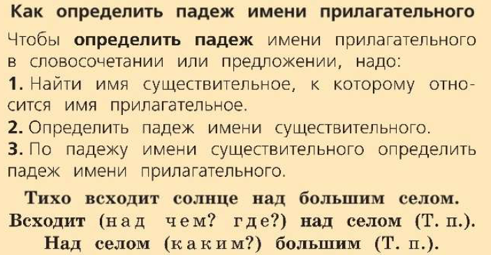 памятка, как определить падеж имени прилагательного