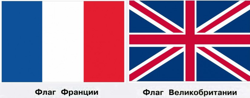 Флаг Франции, флаг Великобритании